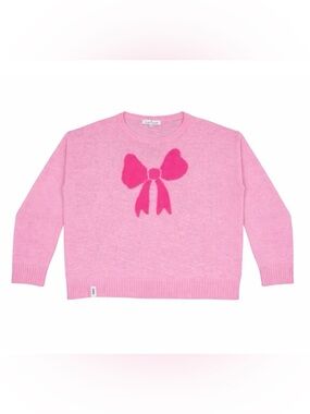 Simply Southern Pink Bow Sweater L/XL Lightweight Knit Preppy Cute